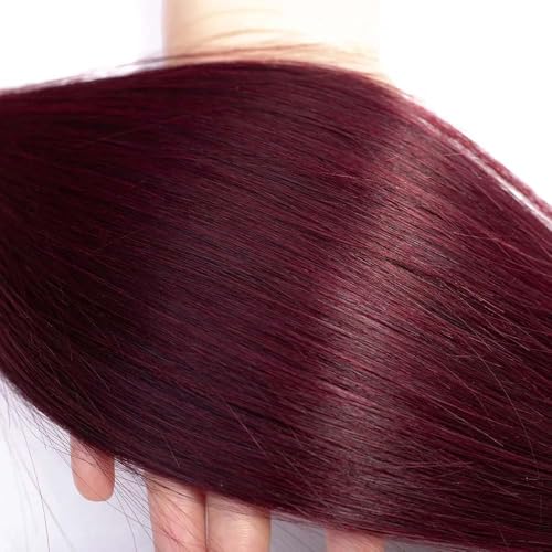 Brazilian Human Hair Bundles 24 26 28 Inch Burgundy 99J Straight Bundles Human Hair 100% Unprocessed 10A Quick Weave for Black Women Soft Sewn In with Double Weft