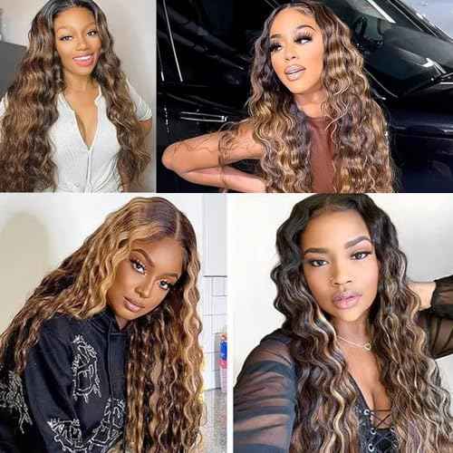 30 32 34 inch Ombre Water Wave Bundles 4/30 Human Hair Bundles Brown Wet and Wavy Bundle #4 Human Hair Bundle