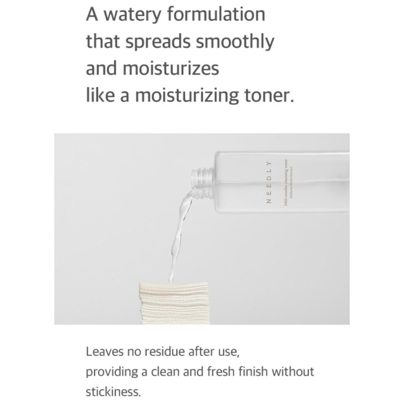 NEEDLY Mild Micellar Cleansing Water (13.18 Fl Oz) | Low-Irritant, Removes Impurities, Deep Cleansing, Moisturizing