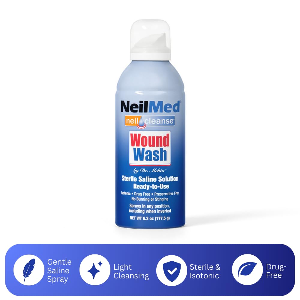 NeilMed Cleanse Sterile Saline Wound Wash, 6.3 Ounce