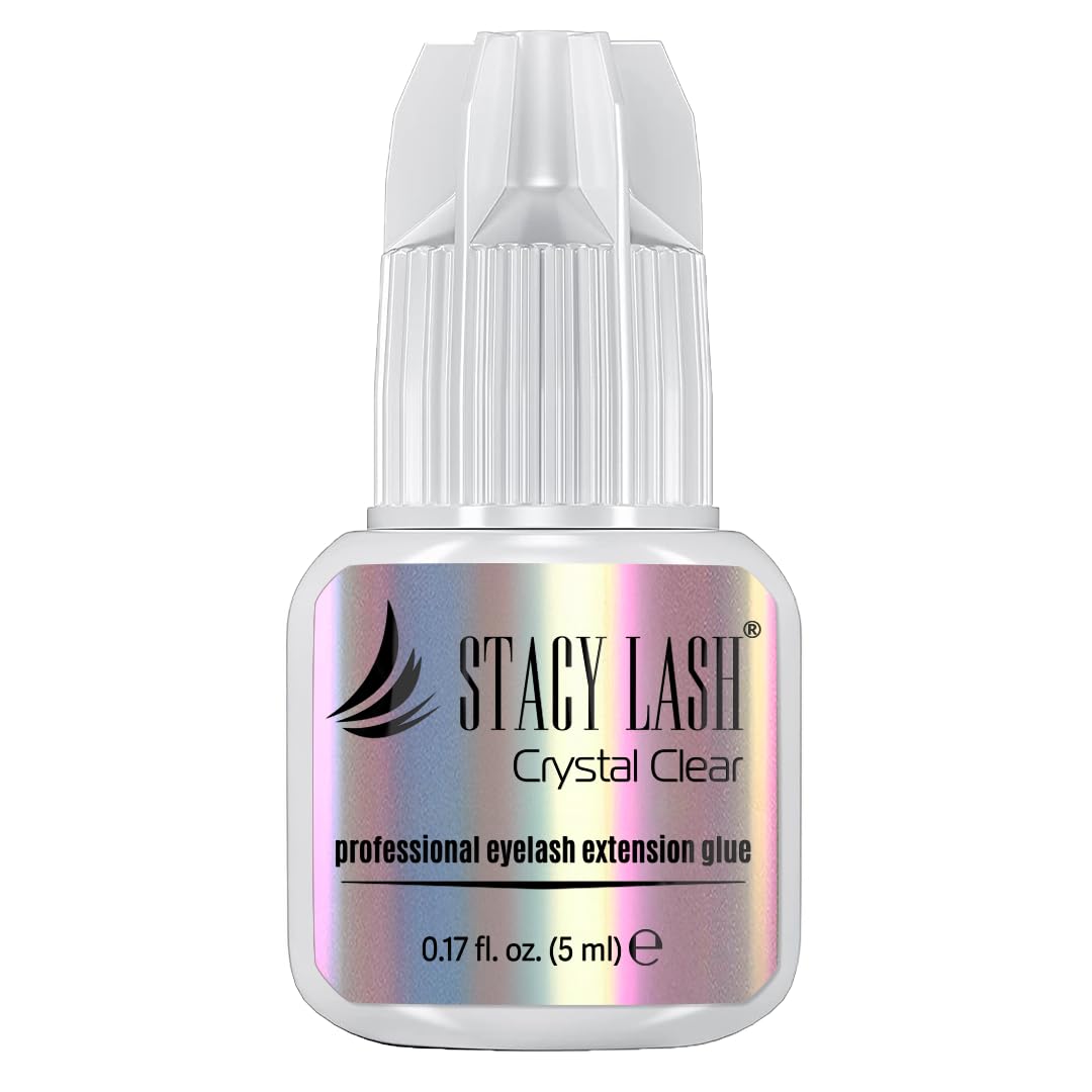 STACY LASH Crystal Clear Eyelash Extension Glue (0.17fl.oz/5ml)/1 Sec Drying Time/Retention – 8 Weeks/Transparent Adhesive/Lash Tech Supplies