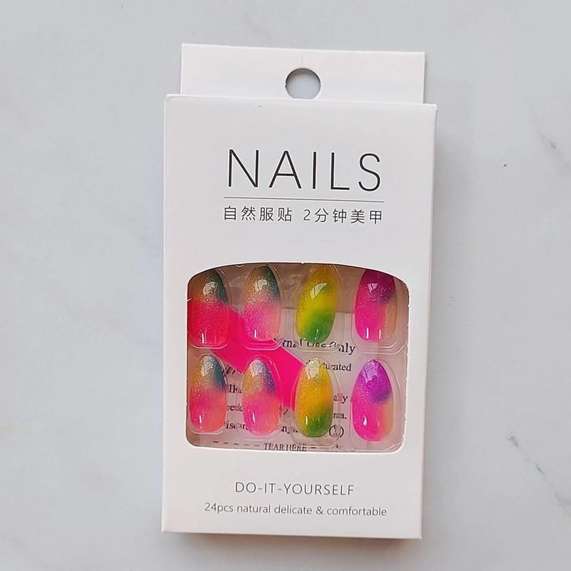 Press on Nails Short Almond - MINGCHUN Autumn Fake Nails Press ons French Nails Tips Glue on Nails with Design Full Cover False Nails nail glue Nails Nail Art Kit Tip for Women Manicure