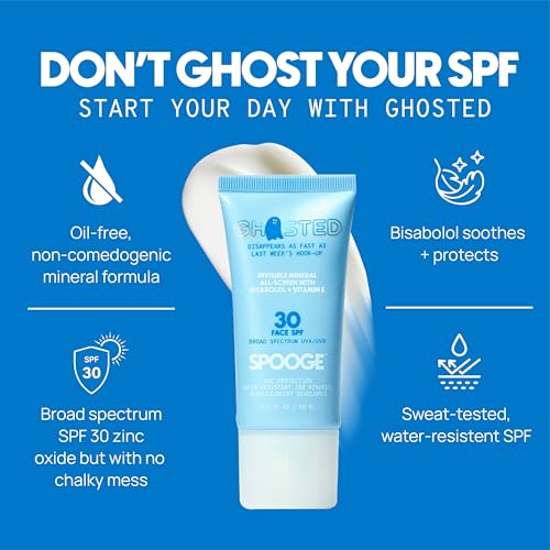 Ghosted Mineral All-Screen - Oil-Free SPF 30 Face Sunscreen - Dermatologist Developed with Cloud Feel Bisabolol for Daily All-Weather Care - Reef Safe, Water-Resistant, Blends Into Skin (1.7oz)