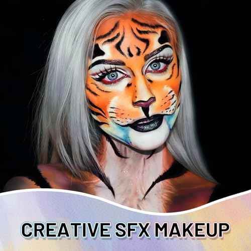 Orange Water Based Face Body Paint, 2.37 OZ Large Tube Full Coverage Face Paint for Tiger Pumpkin Cosplay, Washable Orange Body Painting Cream for Adult Carnival Halloween SFX Makeup