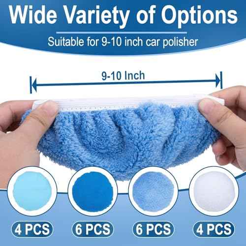 20PCS Car Orbital Buffer Polisher Pad Bonnet Set, 9-10 Inch Polishing Buffing Pads Bonnet Buffing Pad Cover, Microfiber Buffer Pads, Polisher Pads, Car Accessories for Polishing, Waxing and Cleaning