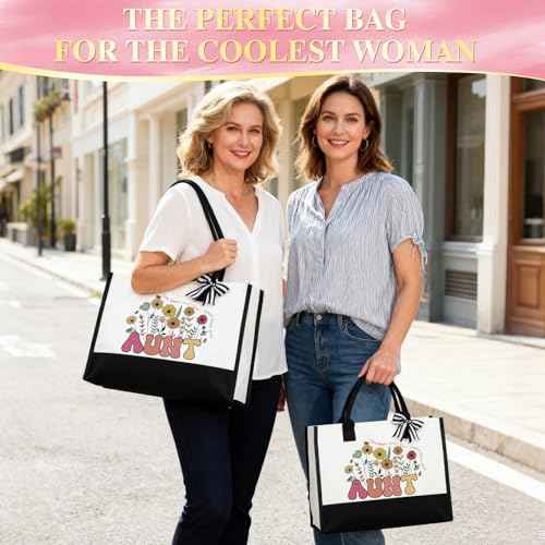 Aunt Gifts Best Auntie Gift ideas 10 PCS Birthday Gifts for Aunt from Niece Nephew, Best Aunt Ever Gifts Women Christmas Gifts, Include Tote Bag Makeup Bag 20 Oz Thermos Cup Photo Frame Socks Keychain
