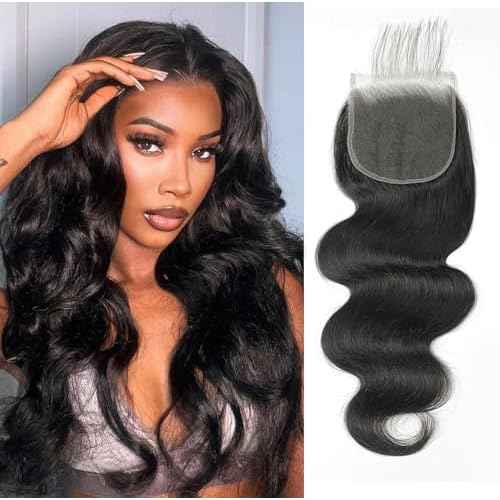 5x5 HD Lace Closure Human Hair Body Wave No Bleached Knots Invisible Pre Plucked Brazilian Virgin Human Hair Frontal Natural Black 20 Inch