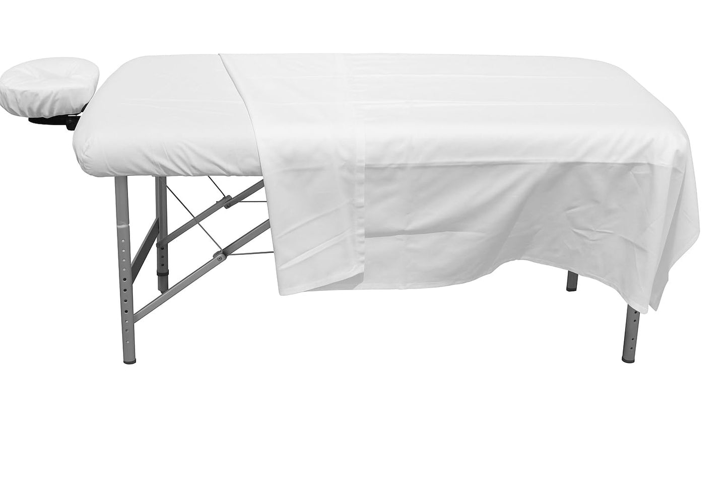 Therapist’s Choice® Deluxe Poly Cotton Sheet 3-Piece Set, for Massage Tables, Includes Flat Sheet, Fitted Sheet, and Fitted Face Rest Cover (White)