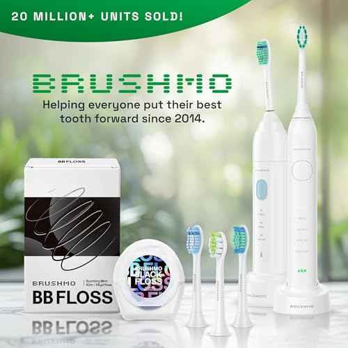 Brushmo Super Sonic Electric Toothbrush with 4 Replacement Heads - Rechargeable Electronic Tooth Brush for Adults with 5 Customizable Modes - IPX7 Waterproof & Long-Lasting Battery - White