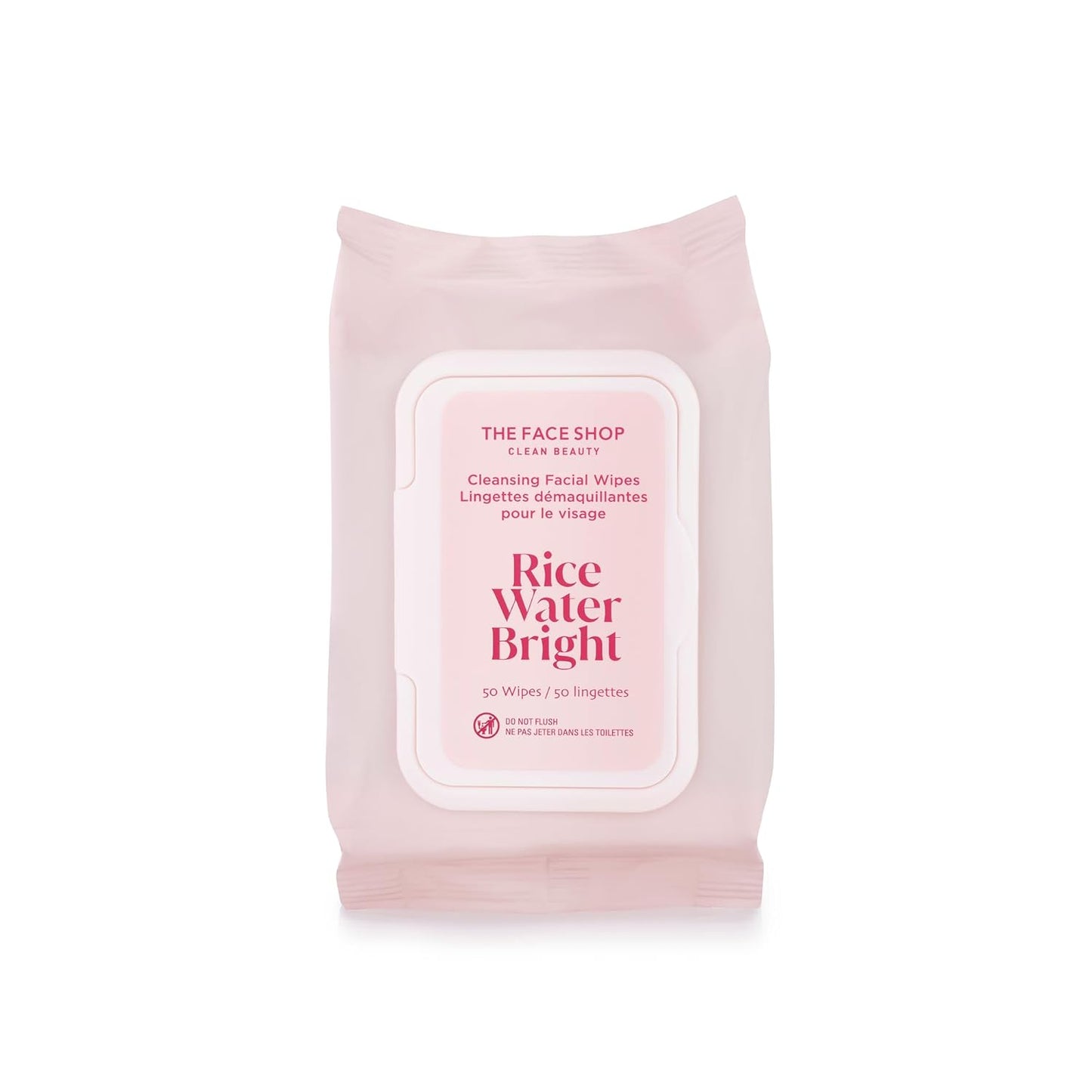 THE FACE SHOP Rice Water Bright Makeup Remover Wipes for Face, Moisturizing, Infused with Rice Extract, Disposable Cleansing Facial Wipes, 50 Count