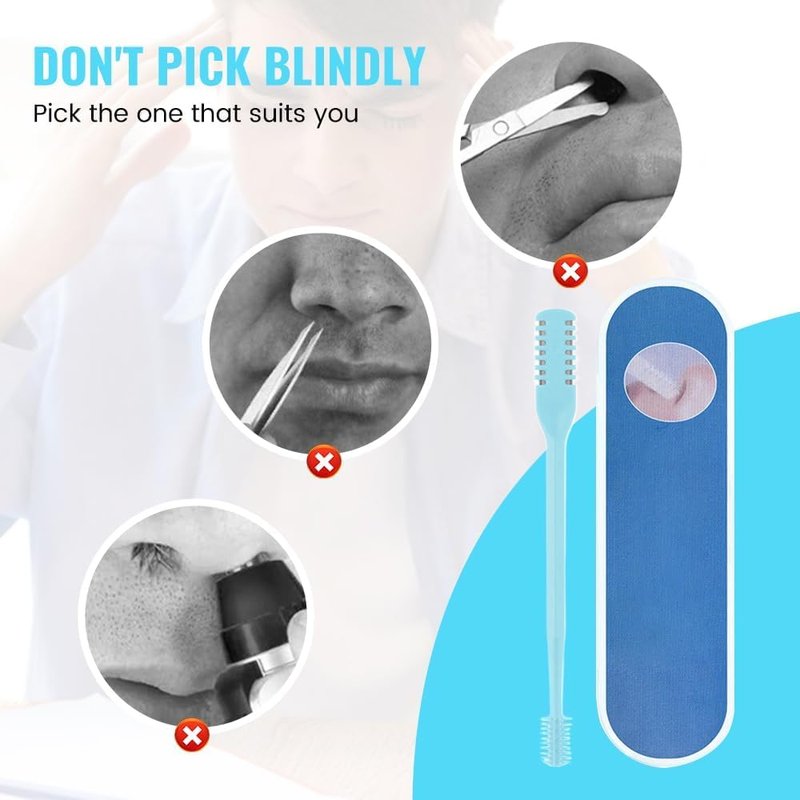 Nasal Hair Cutter, New Nose Hair Trimmer for Men Women, 360° Rotating Portable Manual Nose Hair Remover, Double Sided Noses Hairs Knife Travel Essentials (Beige, 3Pcs)