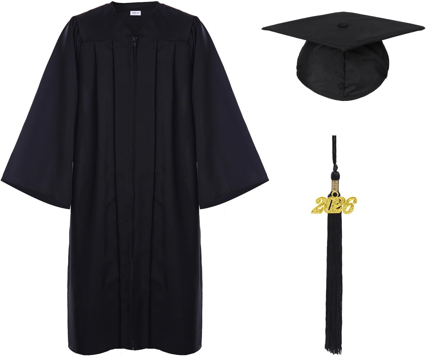 Unisex Adult Matte Graduation Cap and Gown Tassel Set