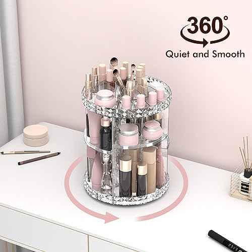 Rotating Makeup Organizer, 360¡Æ Spinning Skincare Organizers, Adjustable Layer Cosmetic Storage Lazy Susan Makeup Organizers for Dresser Bathroom, Medium, Clear