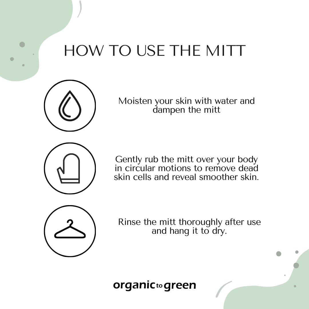 Organic to Green Premium Exfoliating Mitt for Body (2pc) – 100% Vegan Viscose Traditional Body Scrub Washcloth – Body Exfoliator (Green)