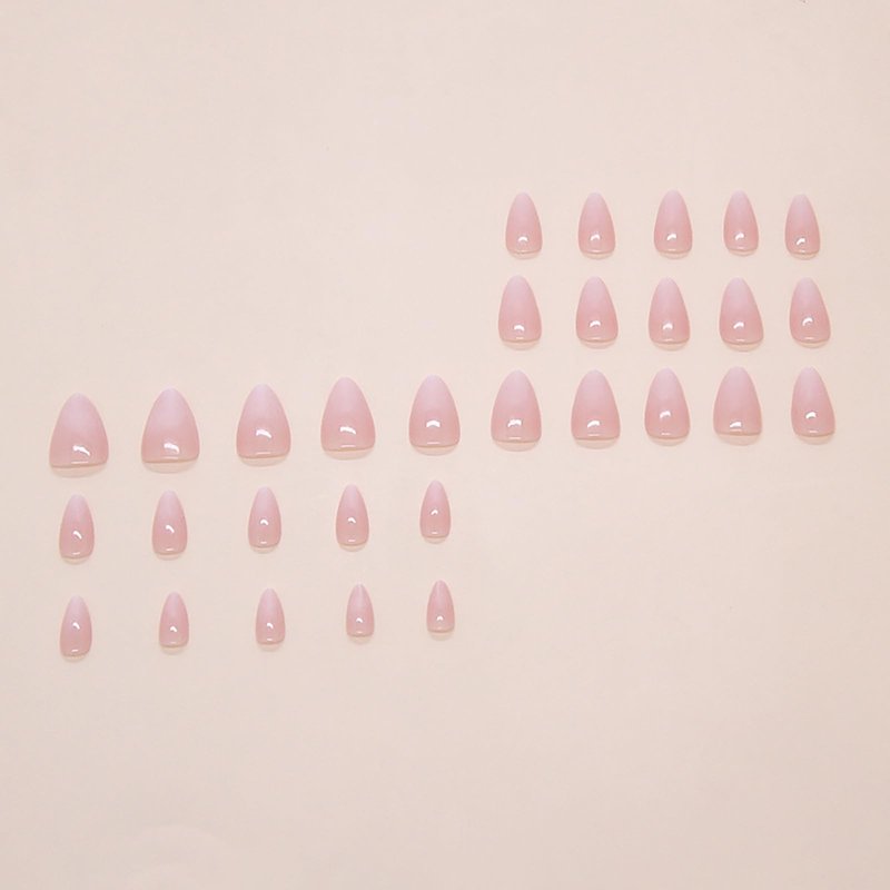 30 Pcs Short Press on Nails Almond Fake Nails French Tip Pink White Glossy False Nails Full Cover Glue on Nails for Women Stick on Nails Designs