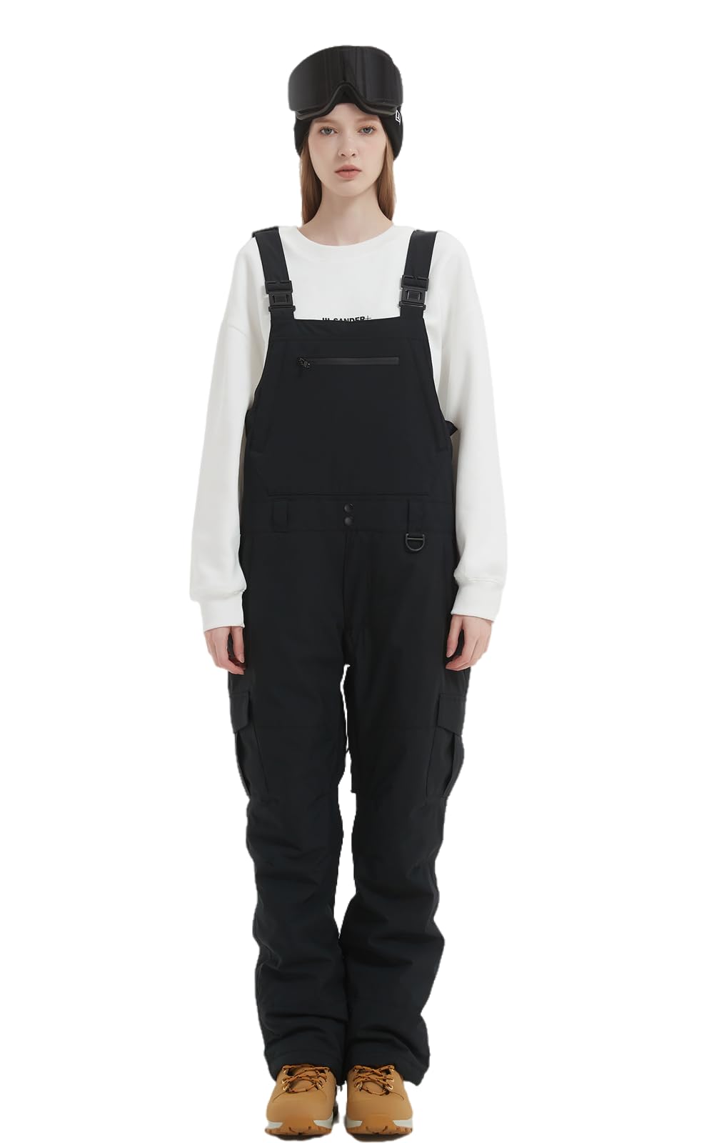 BUMDEEP Women and Mens Snow Bibs Adjustable Overalls Pants Windproof Waterproof Ski Pants Insulated Warm Pants(Black,S)