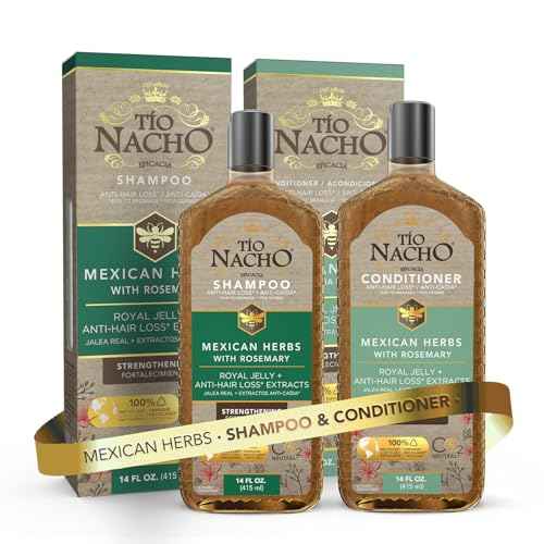 T?o Nacho Mexican Herbs Anti-Hair Loss Shampoo and Conditioner Set with Royal Jelly and Rosemary Extract, Strengthening and Nourishing Routine for Hair Loss, Ideal for Men and Women, 14 fl oz Each