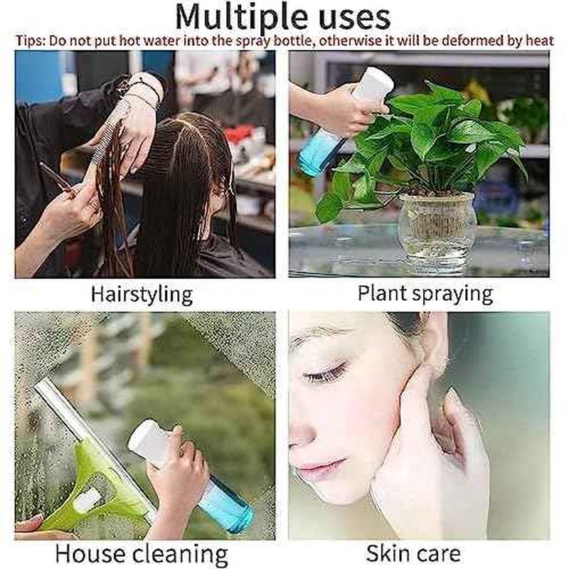 (2 Packs) Hair Spray Bottles, Continuous Water Mister Spray Bottle Empty for Hairstyling, Skin Care, Cleaning and Plant Spraying, 300ml/ 10 Oz (ORANGE+BLUE)