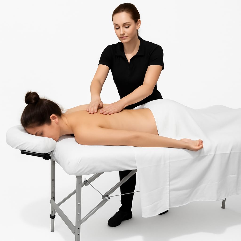 Therapist’s Choice® Deluxe Poly Cotton Sheet 3-Piece Set, for Massage Tables, Includes Flat Sheet, Fitted Sheet, and Fitted Face Rest Cover (White)