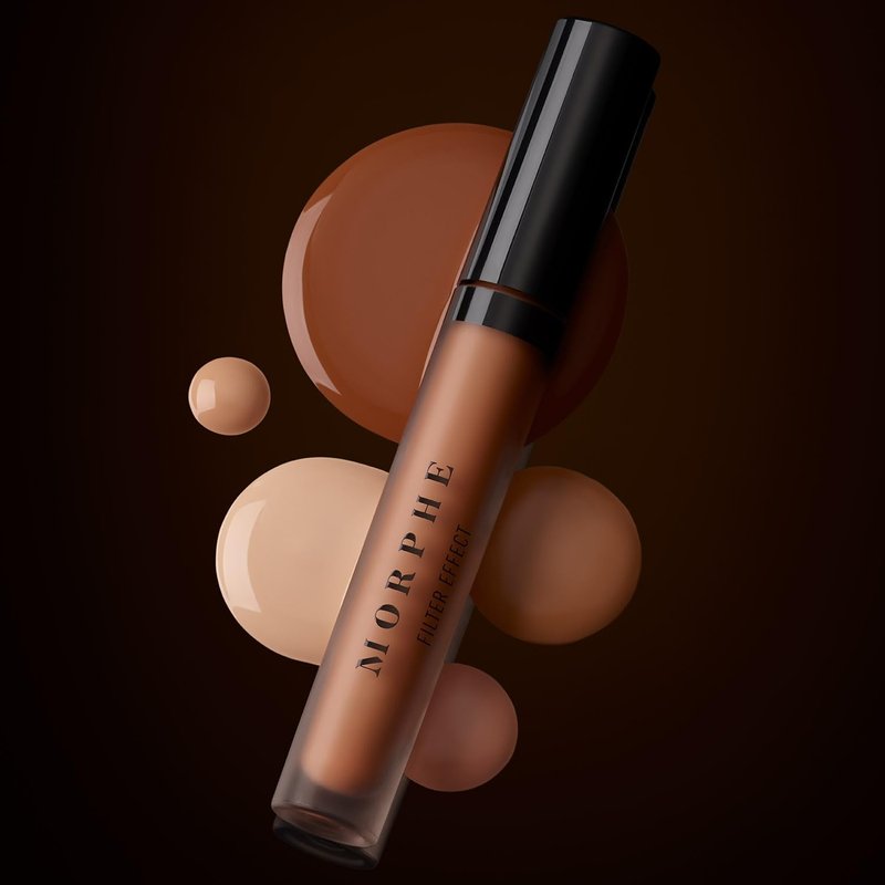 Morphe Filter Effect Concealer - Buildable Liquid Coverage with Hyaluronic Acid & Pomegranate - Deep 34 (Cool) 0.12 fl oz