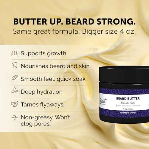 Detroit Grooming Co. Beard Butter for Men | Softens, Thickens & Hydrates with Safflower Oil & Shea Butter | Belle Isle Scent, 4oz