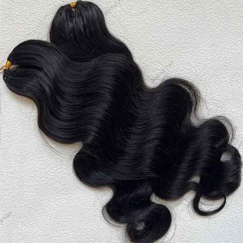 Body Wave Pre Separated Crochet Human Hair Braids Extensions Body Wave Brazilian Virgin Hair for Boho Braiding Knotless Feather Hair Extensions For Black Women Natural Color 16inch 60g
