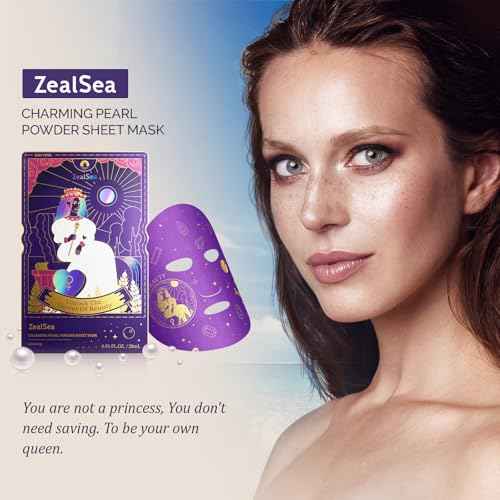 Zealsea Face Masks Skincare, Collagen Face Mask for Anti Aging, Hydrating Face Masks, Astaxanthin Q10 Face Mask for Antioxidant, Magic All-in-one Sheet Mask, Self Care Gift for at Home Spa Party 6pack