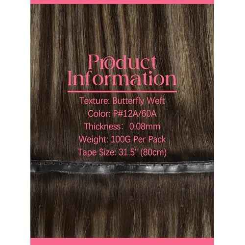 Lacer Double Butterfly Weft Invisible Pu OVO Human Hair Extensions 16in Seamless Micro Beads Hair Extensions Glueless Chestnut Brown Mixed Dark Brown With Dark Brown Roots 100G Tape Width 31.5"