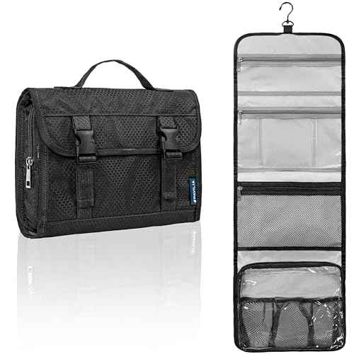 PAVILIA Travel Hanging Toiletry Bag for Women Men, Large Capacity Makeup Bag Kit, Waterproof Cosmetic Storage Organizer Case for Bathroom Shower