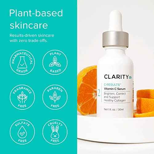 ClarityRx C-Results Vitamin C Brightening Face Serum, Natural Plant-Based Anti-Aging Facial Treatment for Dark Spots & Acne Scars
