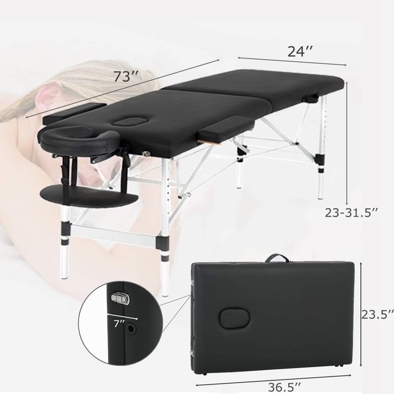 Aluminium Massage Table - Portable Height Adjustable Spa Bed | 24-Inch Wide, Non-Woven Carry Bag for Facial & Tattoo Care