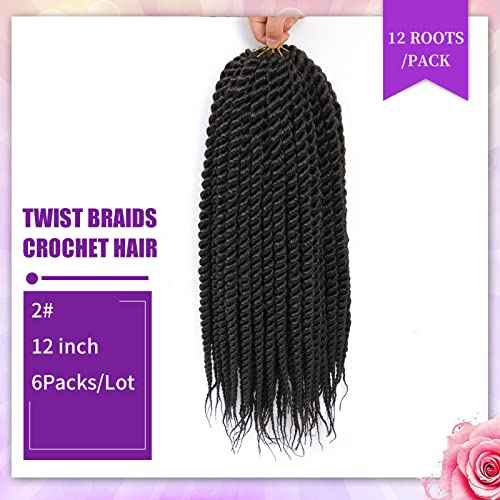 Admutty Havana Twist Crochet Hair 12 inch 6 Packs Crochet Havana Twist Senegalese Twist Crochet Hair Jumbo Havana Twist Crochet Braids (2#)