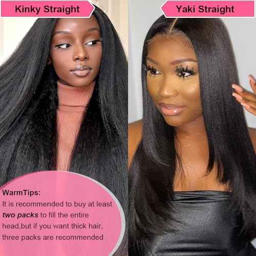 Yaki Straight Clip in Hair Extensions Real Human Hair 8Pcs Remy Human hair Clip ins for Women, Natural Soft Human Hair 120g 20inch #1B Natural Black