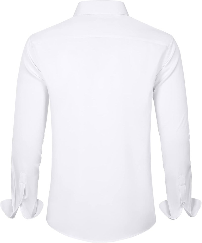Men's Dress Shirt - Solid Long Sleeve Stretch Wrinkle-Free | Business Casual Button Down