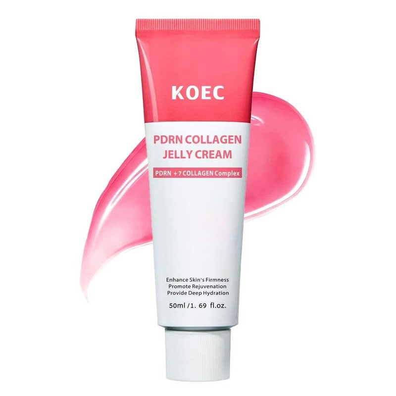 KOEC PDRN Collagen Jelly Cream with 7 Collagen Complex,PDRN Pink Peptide Face Cream for Deep Hydration & Skin Elasticity & Uneven Skin Tone,Face Moisturizer for Glass Skin Glow 1.69 Fl Oz
