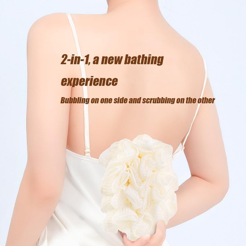 Double Sided Dual-use Bath Ball Body Scrub exfoliating Shower Gel Foam Bathroom soap Bubble Bath Flower Cleaning Shower Accessories（Yellow Lemon）