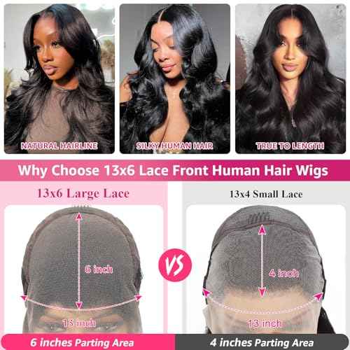 30 Inch Body Wave Lace Front Wigs Human Hair 200 Density 13x6 HD Lace Front Wigs Pre Plucked Human Hair Body Wave Glueless 13x6 HD Frontal Human Hair Wig for Women