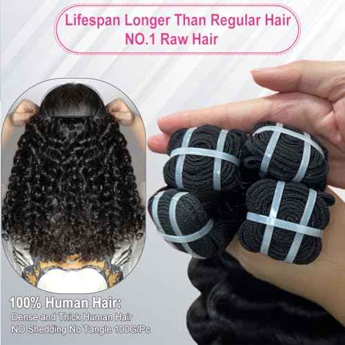 15A Burmese Deep Wave Bundles Human Hair 28 Inch 1 Bundle Tangle Free Unprocessed Brazilian Virgin Hair Weft with Spiral Curly End for Women Deep Wave Human Hair Weft Extensions