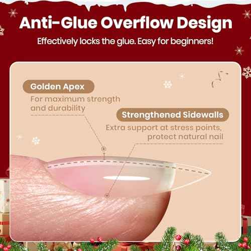 Beetles Gel Nail Kit Flat-X, Almond Short, 320pcs 16 Sizes, with 15g Hands-free Solid Nail Glue Gel, Mini Lamp, Christmas Limited Set, Pre-Etched Half Matte Nail Extension Set for Home DIY
