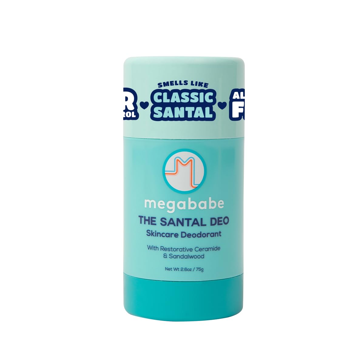 Megababe Skincare Deodorant - The Santal Deo with 72 hour Odor Protection | Summer and Hot Weather Essential | Restorative Ceramide & Sandalwood | Aluminum-Free, All Natural | 2.6 oz