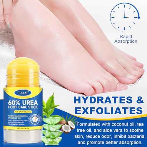 Urea Foot Cream - Urea Cream 60% for Feet Maximum Strength with 2% Salicylic Acid - Intensive Treatment for Dry, Cracked Heels & Thickened Skin - Fast Absorbing, Non-Greasy Formula (1 Pack)