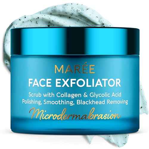 MAREE Face Exfoliator ? Microdermabrasion Facial Scrub & Exfoliating Face Wash for Women ? Collagen & Glycolic Acid ? Gentle Scrub and Exfoliant ? Men Exfoliating Scrubber ? Exfoliante Facial Cleanser