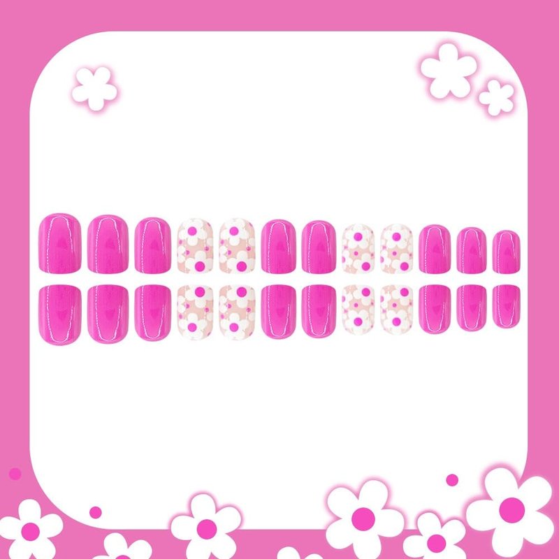 Sevgob Spring Press on Nails Short Square Fake Nails with Design Flower Glue on Nails Reusable Full Cover Floral Nail for Women Manicure 24pcs Z0