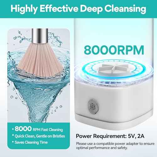 Efficient Electric Makeup Brush Cleaner Machine? 8000 RPM Automatic Cleaner with Multi-Size Silicone Holder, Deep Cleans Makeup Brushes and Sponges Transparent