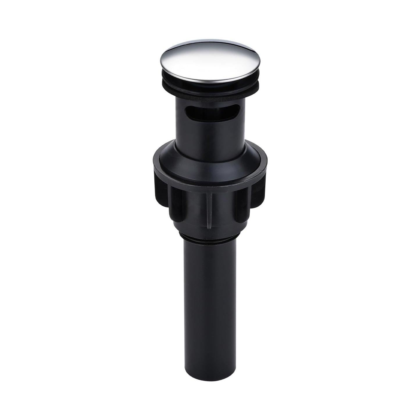 Chrome Plated Bathroom Pop-Up Sink Drain - Vessel Vanity Sink Stopper Push-Type Assembly with Overflow & Strainer, for Faucet Vessel Sinks