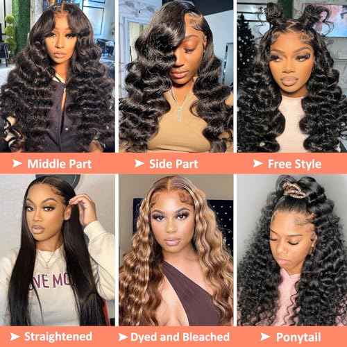 Deep Wave Lace Front Wigs Human Hair 13x4 HD Lace Frontal Wigs for Black Women 200 Density Glueless Wigs Pre Plucked with Baby Hair 18 Inch