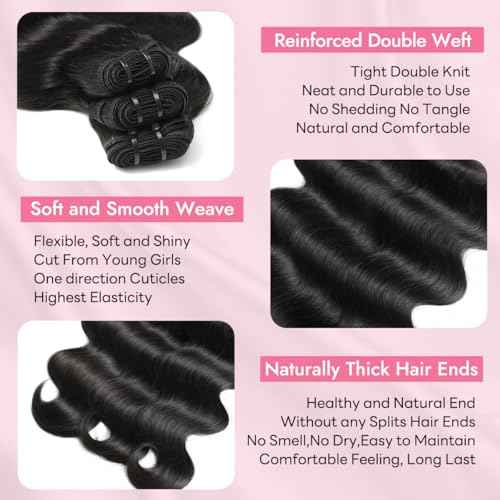 Clip in Hair Extensions Real Human Hair Body Wave 1B Natural Black Clip in 100% Brazilian Remy Human Hair Extensions 8pcs Per Set with 18 Clips Double Weft 22 Inch 110g/3.6oz