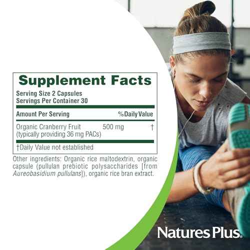NaturesPlus Organic Cranberry 500 mg - 60 Capsules - Helps Promote Healthy Urinary Tract - USDA Certified Organic, Vegan, Gluten Free, Non-GMO - 30 Servings