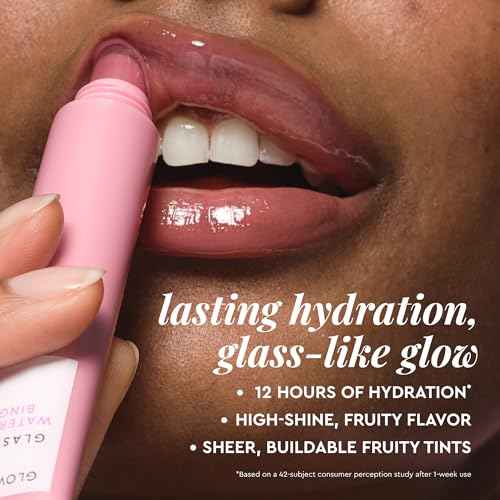 Glow Recipe Glass Balm Lip Treatment - 12Hr Hydrating Lip Balm & Moisturizer with Hyaluronic Acid to Smooth, Plump & Protect from Dryness - Sheer Soft Pink Tint, Watermelon Bingsoo (15 ml)