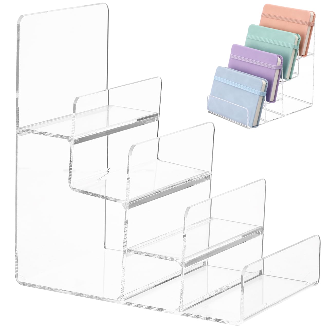 Cabilock 4-Tier Clear Acrylic Display Riser, Sturdy Tiered Organizer for Perfume Makeup Jewelry, Desktop/Retail Counter Display Stand for Home & Vendor